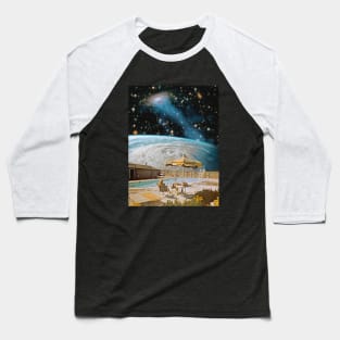 Astro Backyard - Space Collage, Retro Futurism, Sci-Fi Baseball T-Shirt